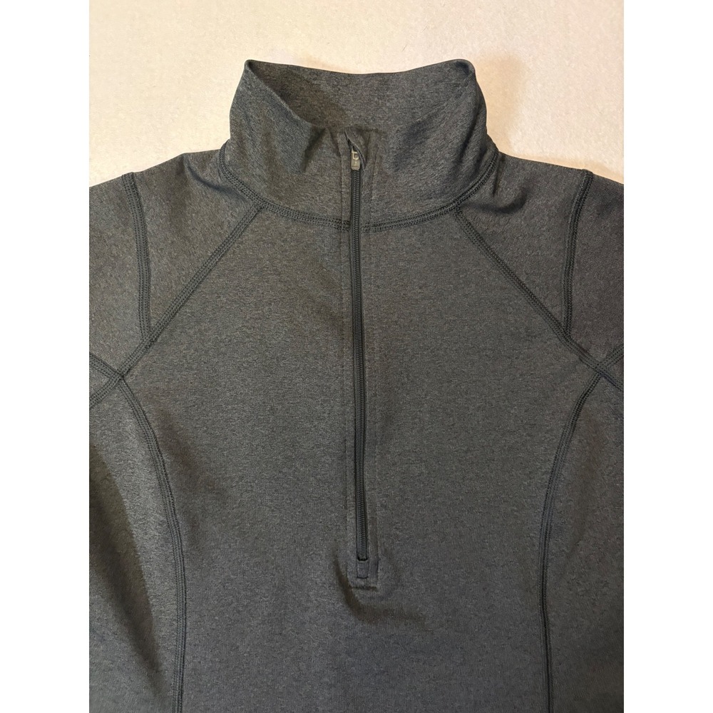 Reebok PlayDry Womens Quarter Zip Pullover Heather Grey Athletic Top Size Medium
